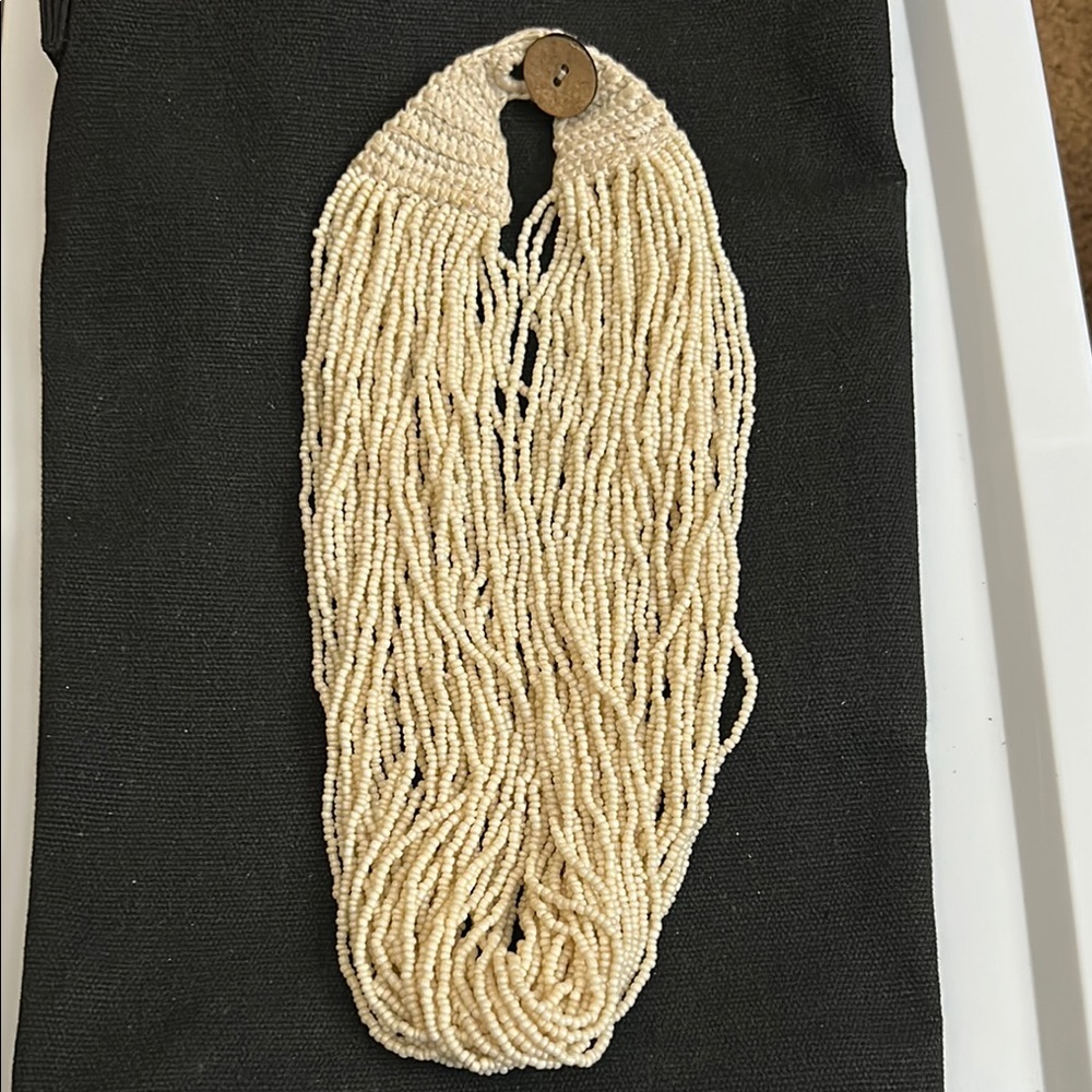 Cream Multi-Strand Necklace with Textured Beads